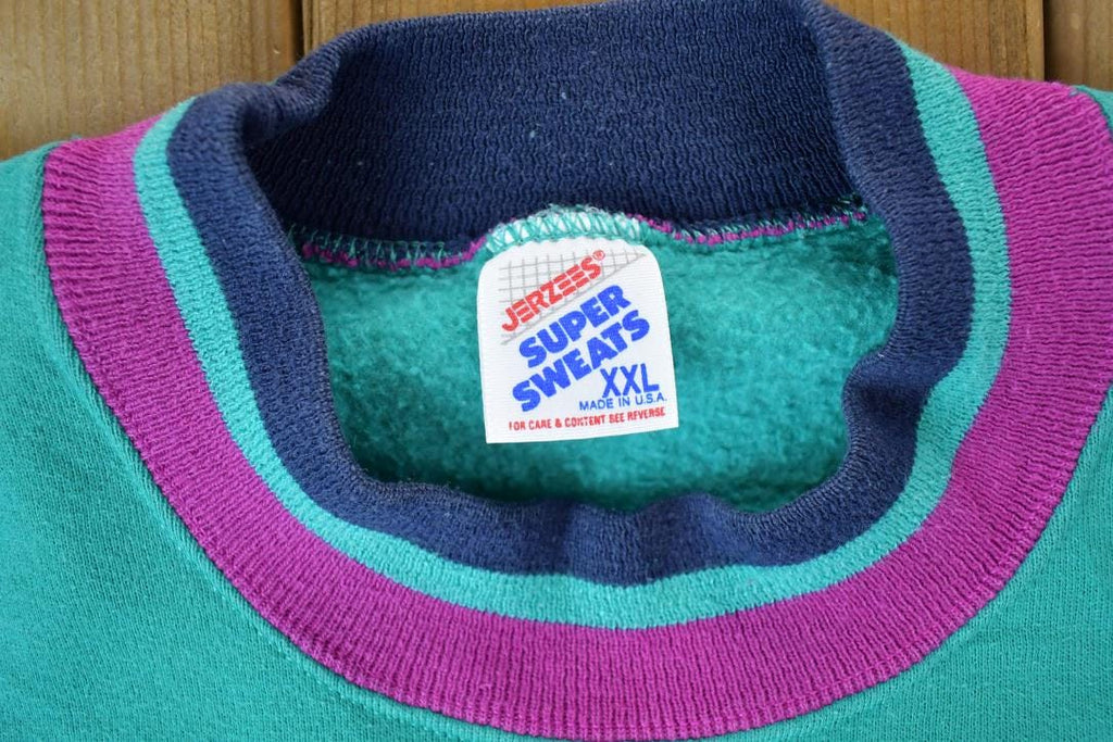 Vintage 1990s Jerzees Super Sweats Floral Design Crewneck