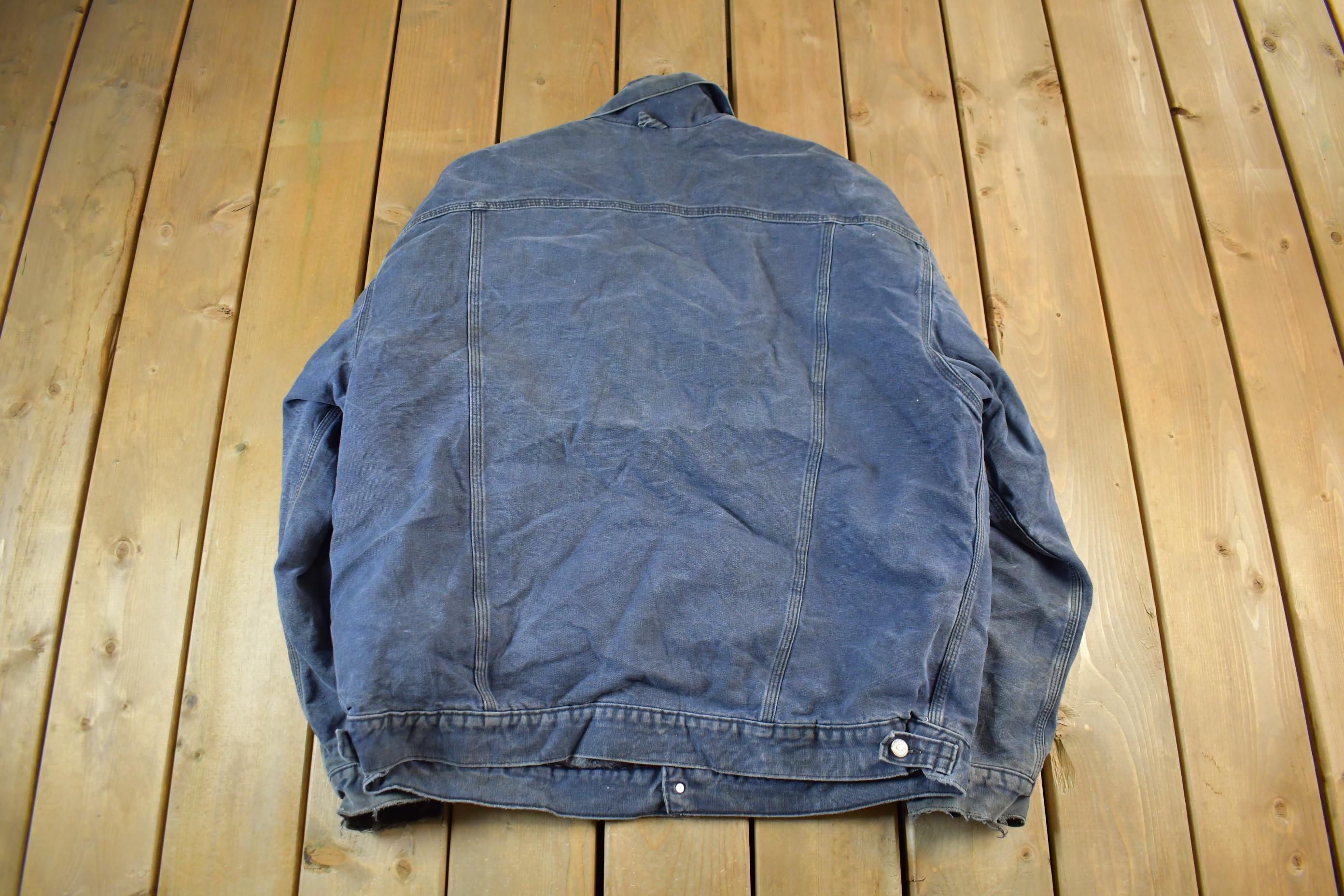 Vintage 1990s Carhartt Distressed Sun Faded Trucker Jacket Men's 3XL