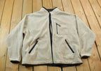 Vintage 1990s Outersport Zip Up Beige Fleece Sweater / Outdoorsman / 90s Sweater / Streetwear / Hiking / Fleece Zip up / Beige Zip Up