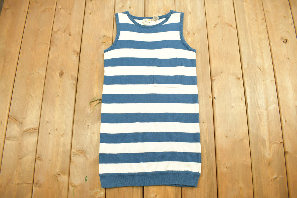 Vintage 1990s Liz Claiborne Striped Knitted Short Sleeve Vest
