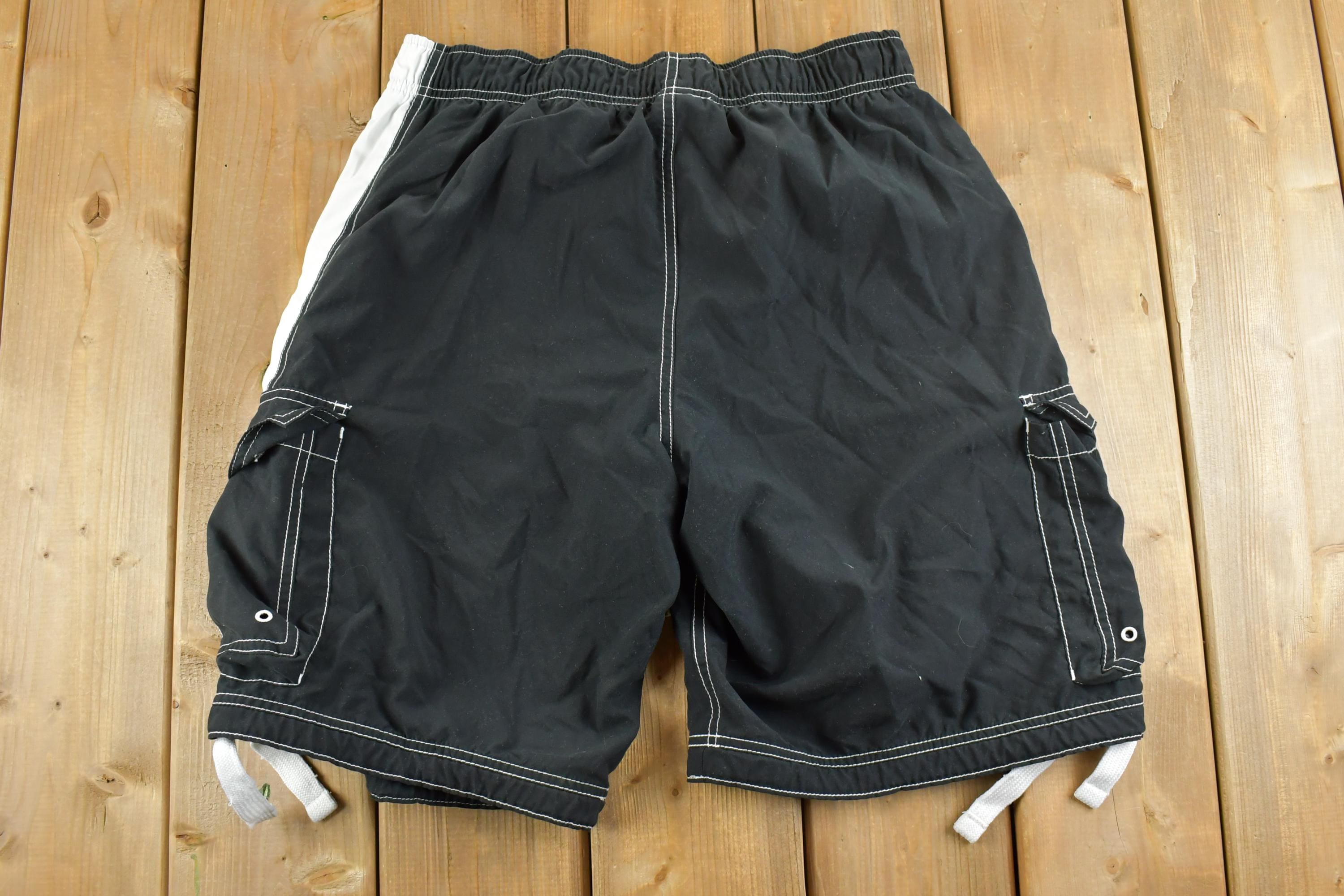 Vintage Crazy Y2K Nike Text Logo Cargo Swim Shorts 1990s Shorts Size L