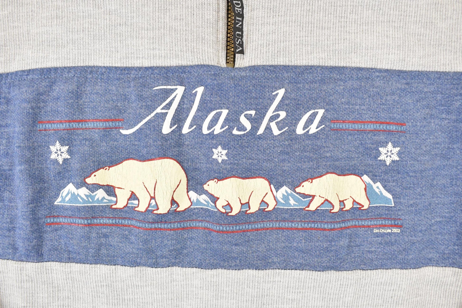 Vintage 1990s Alaska Polar Bear Quarter Zip Graphic Print Sweatshirt Mens L