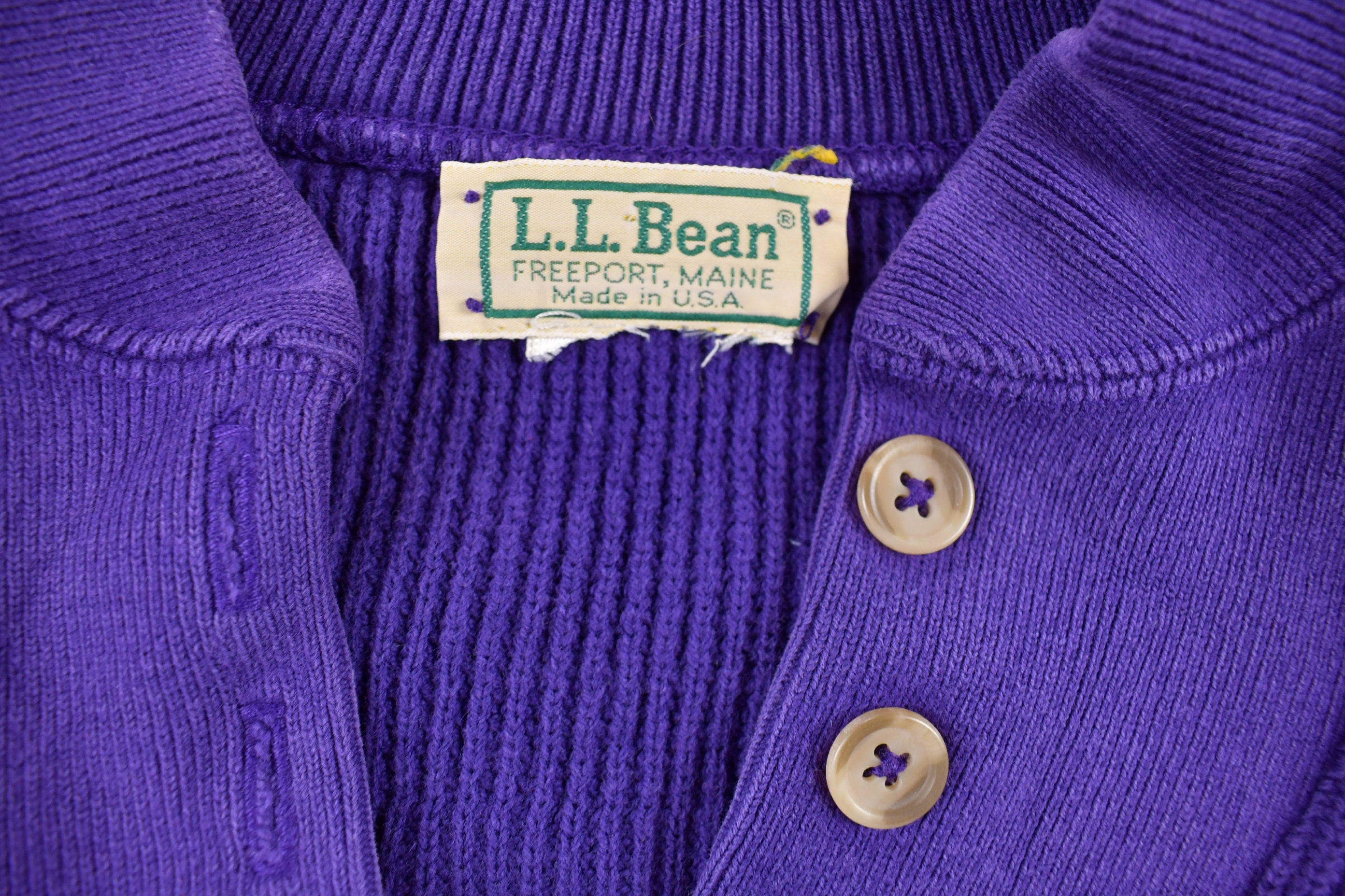 Vintage 1990s L.L Bean Button Up Knitted Crewneck Sweater