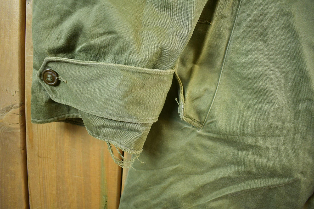 Vintage WW2 Military Button Up Trench Coat Long Medium