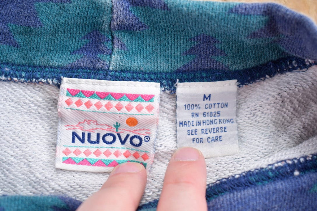 Vintage 1990s Nuovo All Over Print Funky Pattern Crewneck Sweatshirt / 90s Crewneck / Aztec Theme / Colourful / Streetwear / 90s Sweatshirt