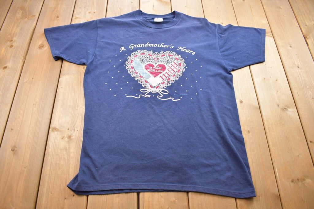 Vintage 1995 A Grandmother's Heart is Filled With Love Jerzees Graphic T-Shirt