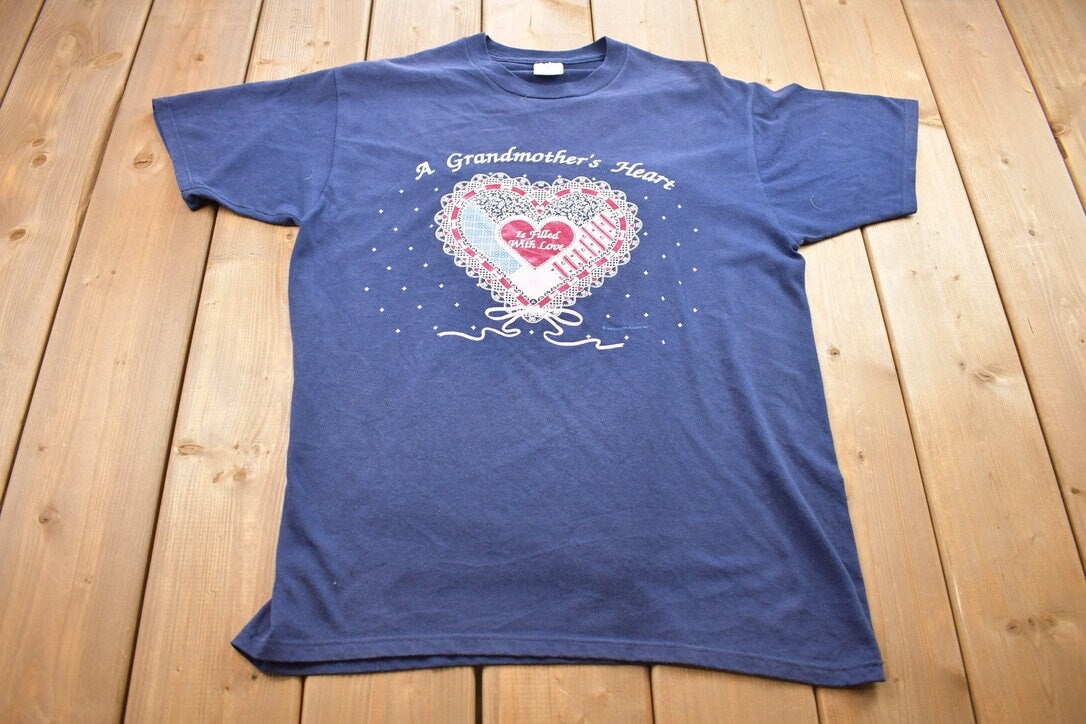 Vintage 1995 A Grandmother's Heart is Filled With Love Jerzees Graphic T-Shirt