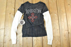 Deadstock Y2K Vintage Vigoss Gold Bedazzled Rock T-Shirt