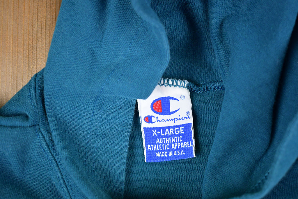 Vintage 1990s Champion Embroidered Made In USA Hoodie Sweatshirt