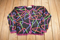Vintage 1990s Marmie West Neon Abstract Pattern Knit Cardigan Sweater