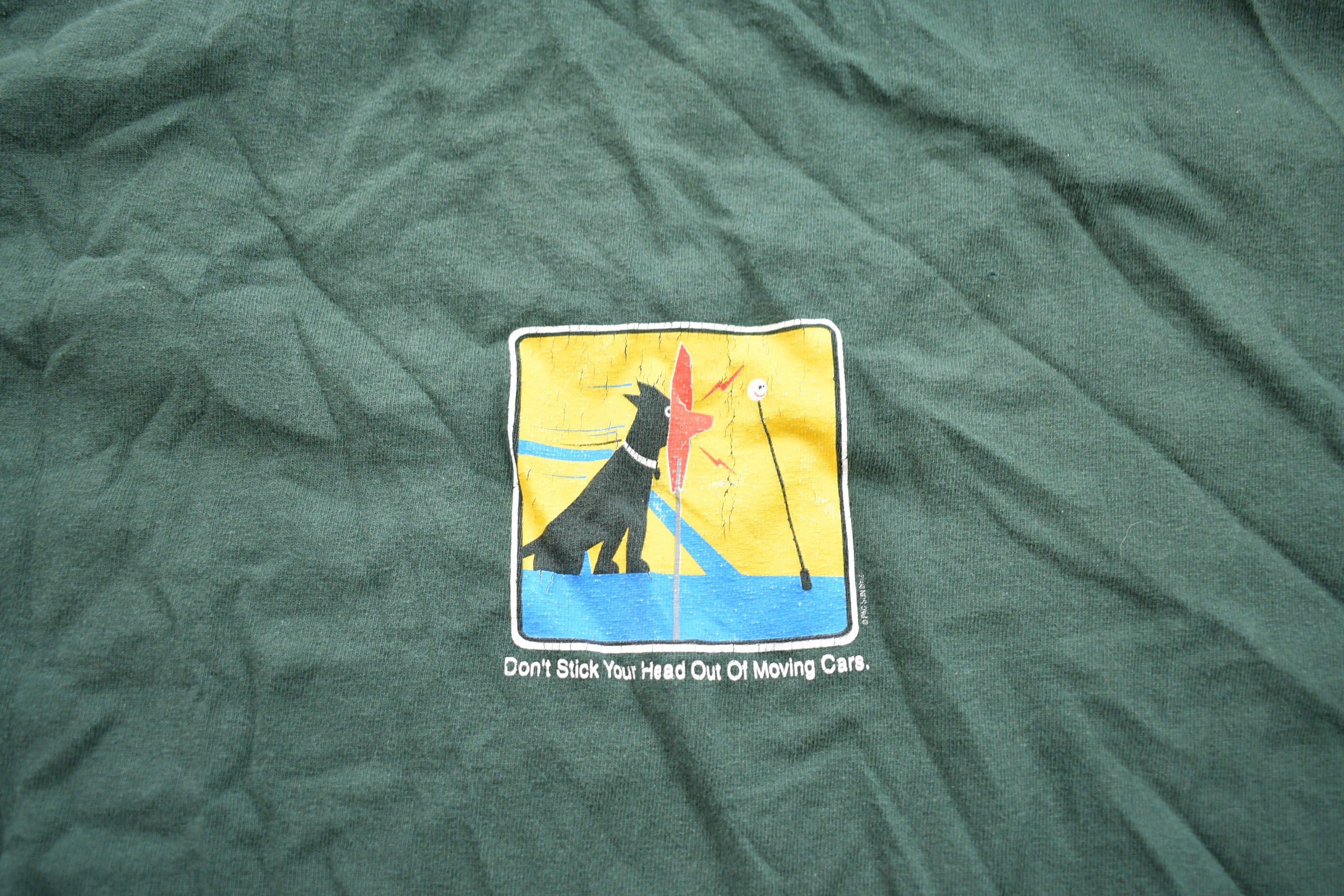 Vintage 1990s Don't Stick Your Head Out Moving Cars T-Shirt