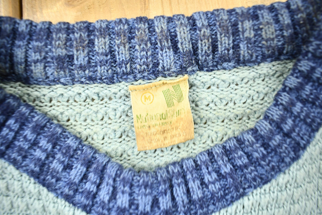 Vintage 1980s Blue Striped Knitted Crewneck Sweater