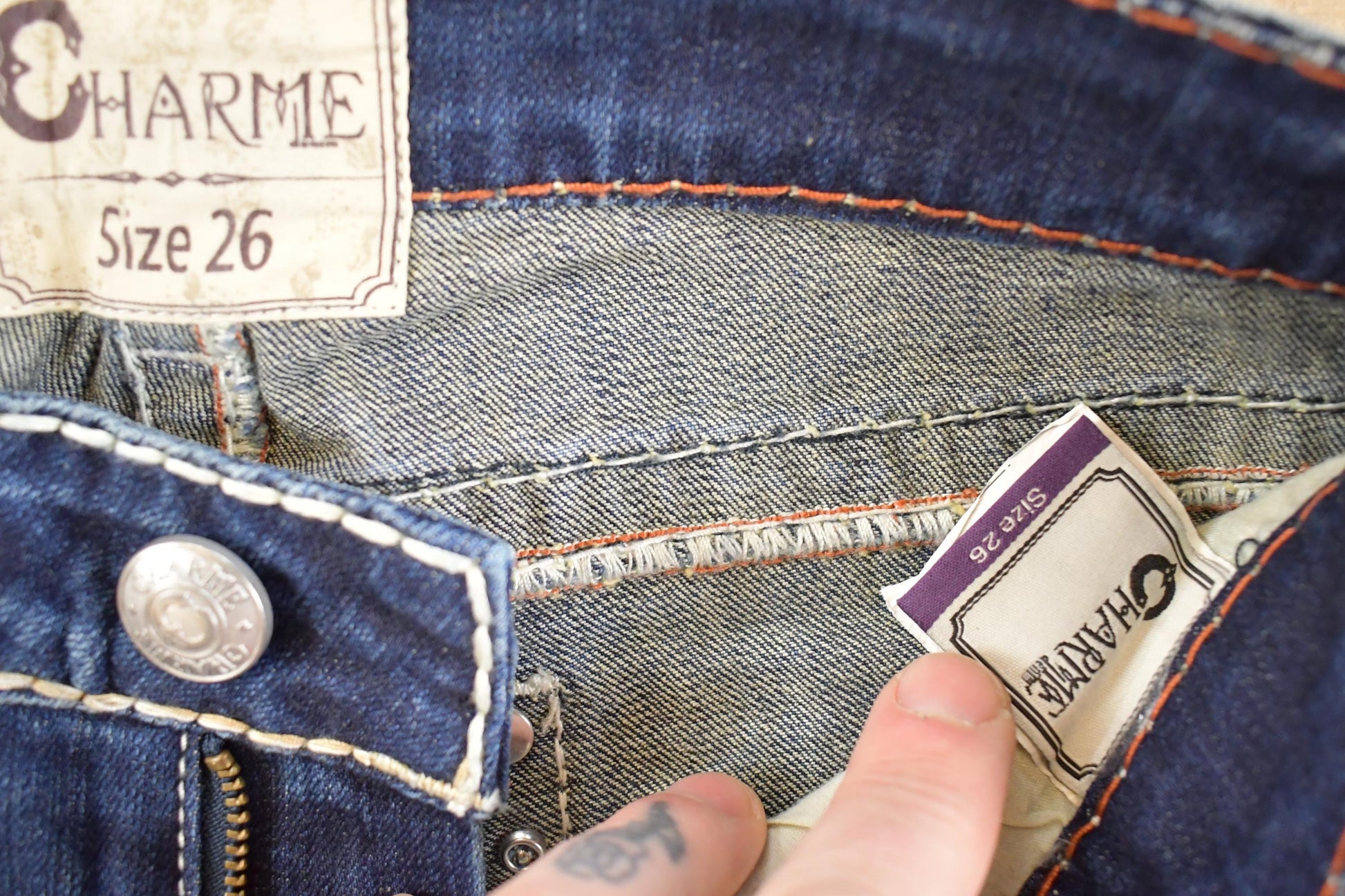 Vintage Deadstock Y2K Charme Bedazzled Low Rise Jeans Women's Size 26 x 32