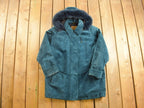 Vintage 1980s The Olde Hide House Suede Leather Fur Coat