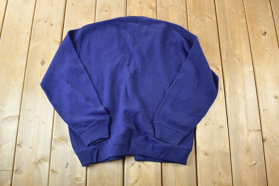 Vintage 1970s Warren Knit Perfect Mild Distress Cardigan Sweater Made In USA
