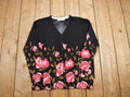 Vintage 1990s Womens Flower Stitched Cardigan Sweater