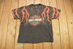Vintage 1990s Pierce Harley Davidson De Kalb Illinois Lightning Graphic T-Shirt