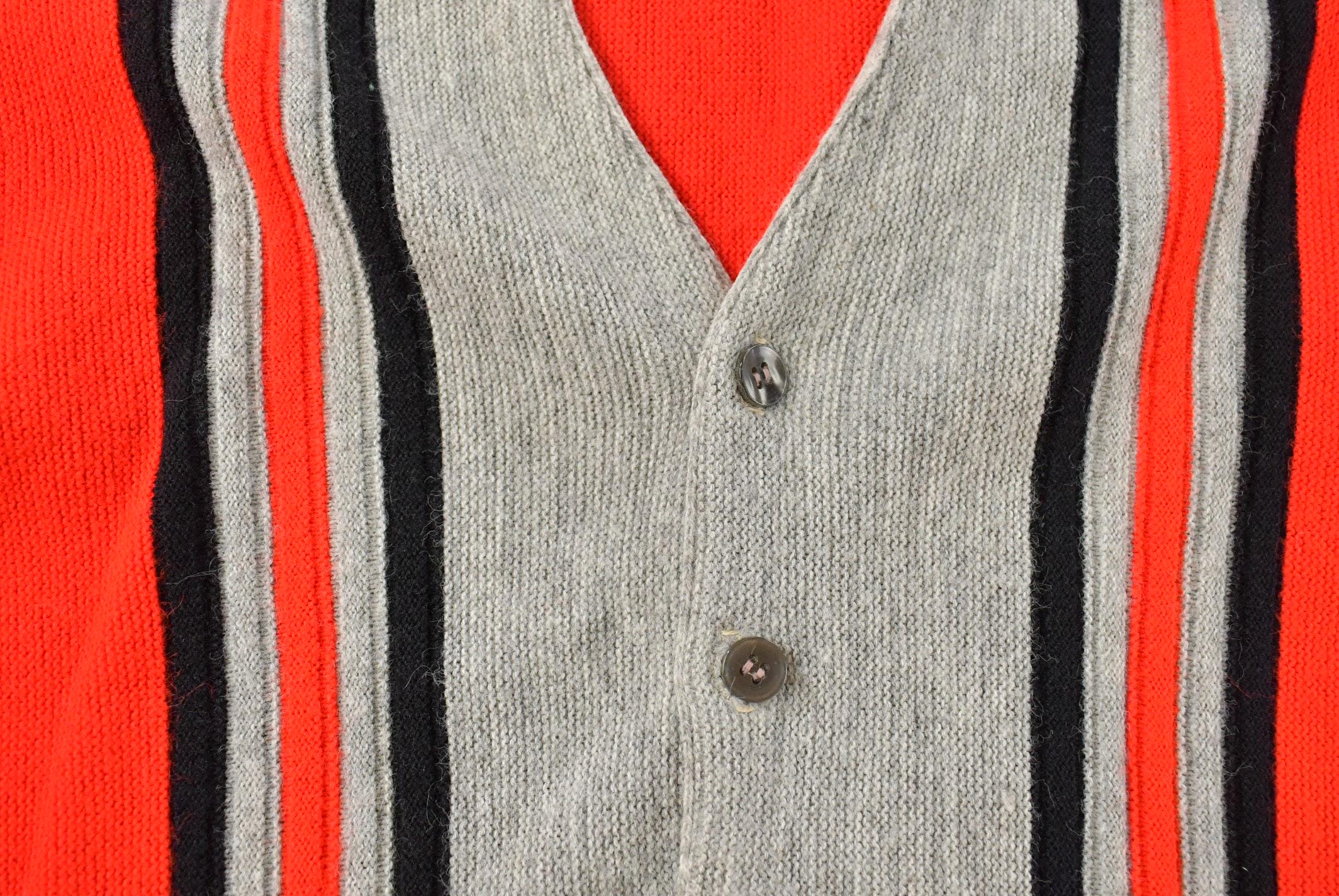 Vintage 1960s Striped Knit Cardigan Sweater Men's M