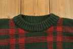 Vintage 1990s Structure Plaid Wool Knitted Crewneck Sweater