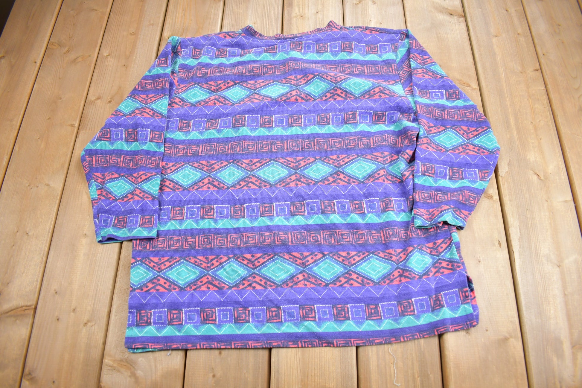 Vintage 1990s Aztec Graphic All Over Print Crewneck Sweatshirt