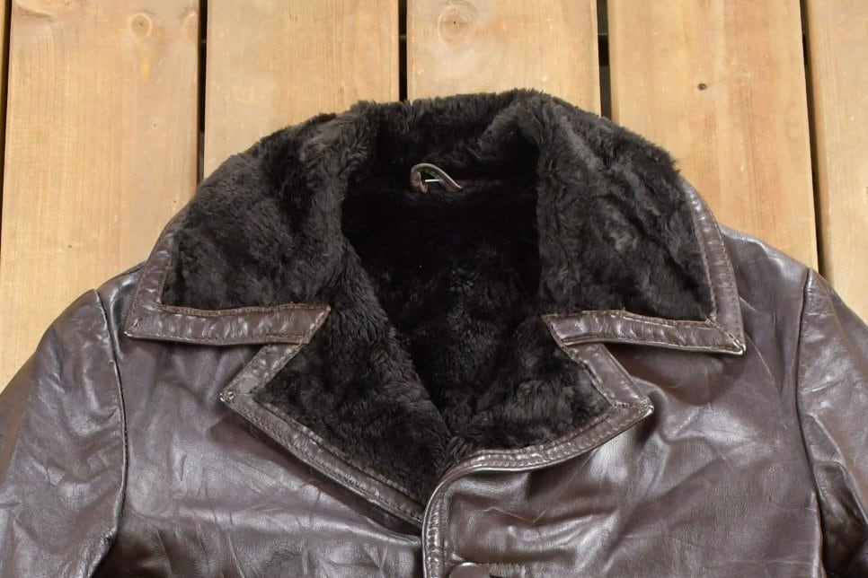 Vintage 1980s Faux Fur Lined Leather Jacket