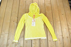 Women Vintage Vigoss Y2K Blank Yellow Hooded T-Shirt / Vigoss Grunge Skull Print / Contrast Stitch / Internet Famous Clothing / Over Dyed