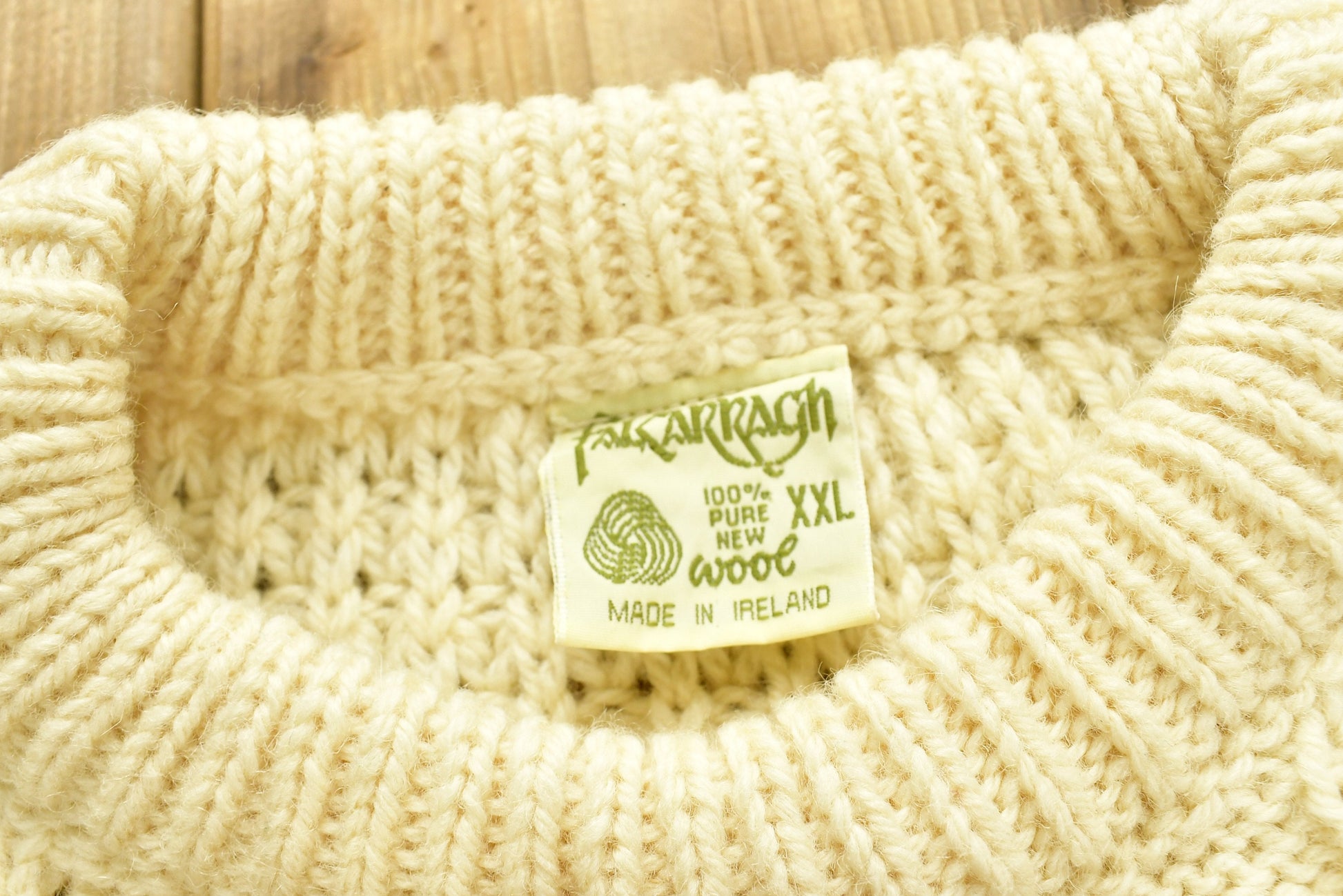 Vintage 1980's 100% Pure New Wool Cable Knit Sweater