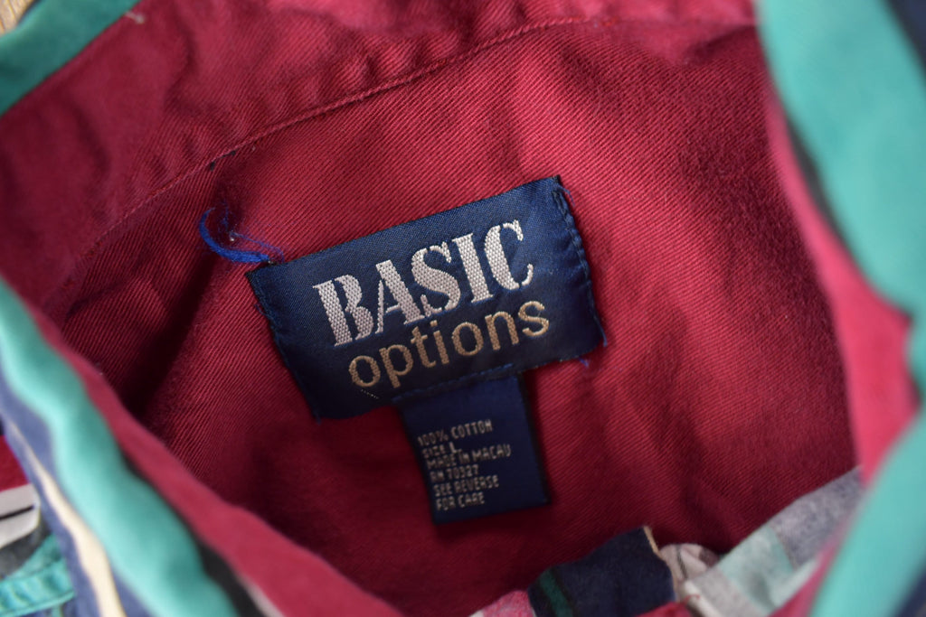 Vintage 1990s Basic Options Short Sleeve Button Up Striped Shirt