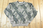 Vintage 1990s Michael Herald Knit Abstract Pattern Crewneck Sweater Mens L