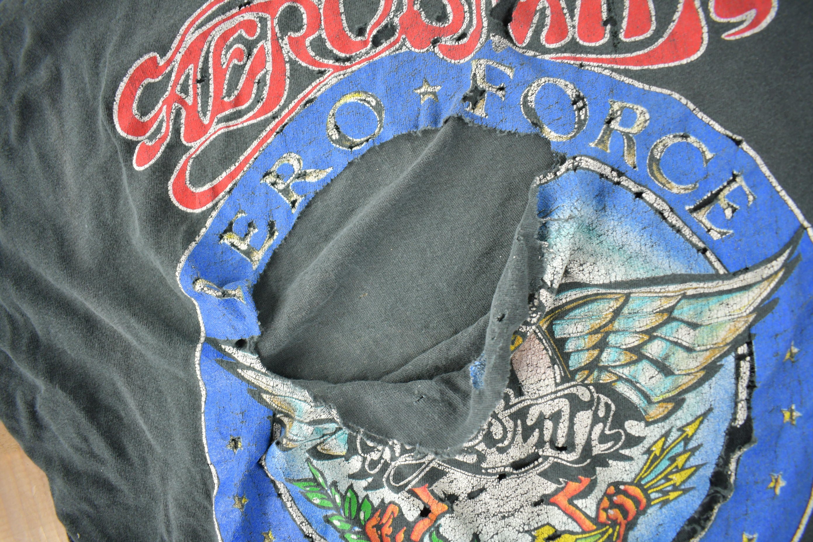 Vintage 1989 Aerosmith Aero Force One Distressed Band T-Shirt