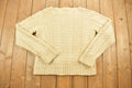 Vintage 1990s Beige Cable Knit Crewneck Sweater