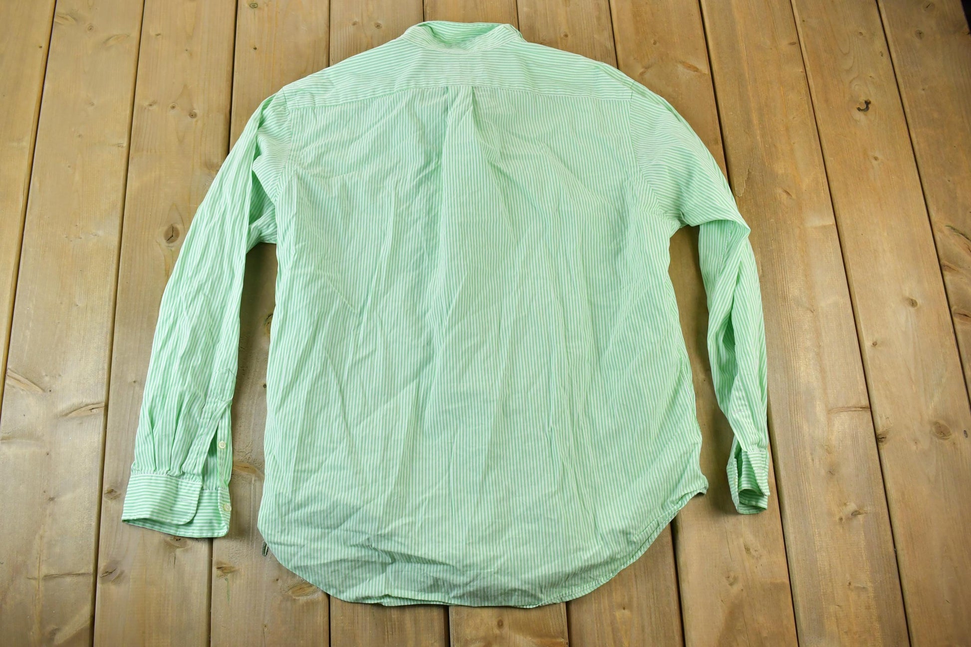 Vintage 1990s Ralph Lauren Mint striped Button Up Shirt