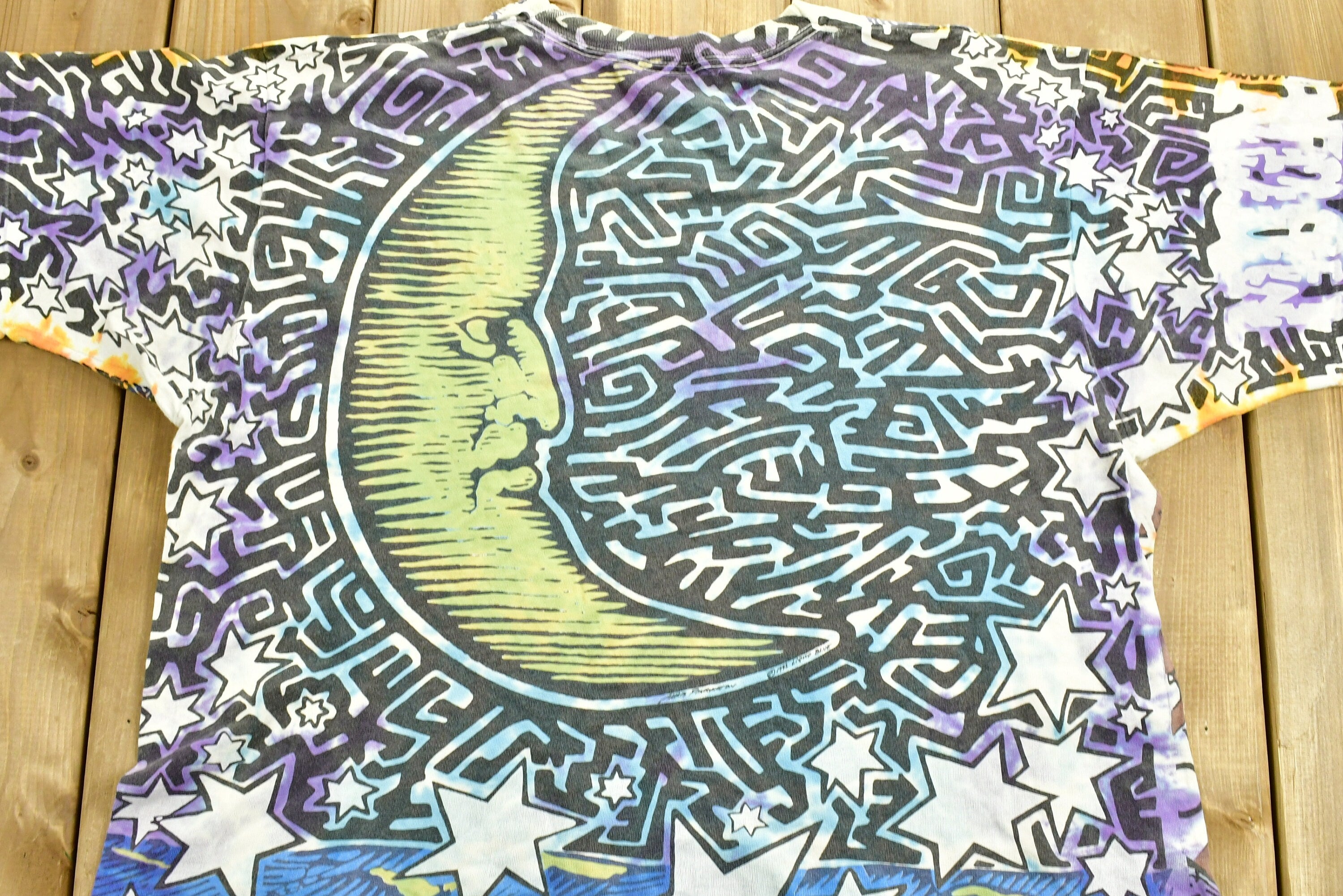 Vintage 1992 Liquid Blue Sun & Moon T Shirt