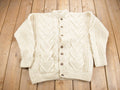 Vintage 1980s Artesania 100% Wool Cable Knit Cardigan Sweater