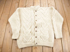 Vintage 1980s Artesania 100% Wool Cable Knit Cardigan Sweater