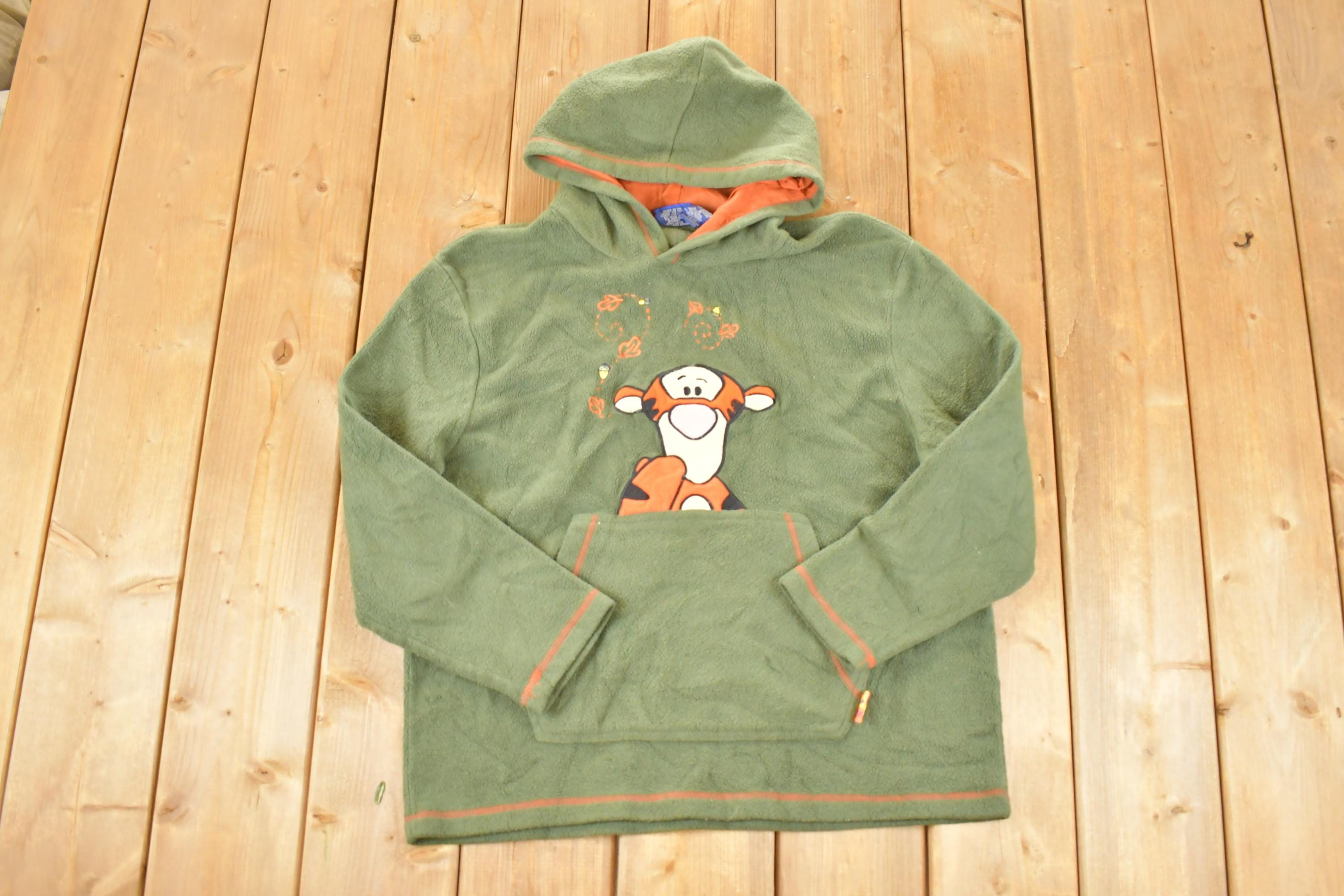 Vintage 1990s Disney Tigger Pooh Bear Fleece Hoodie Sweater Mens M