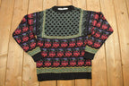 Vintage 1980s Knitted Floral Mi Ki Knit Sweater
