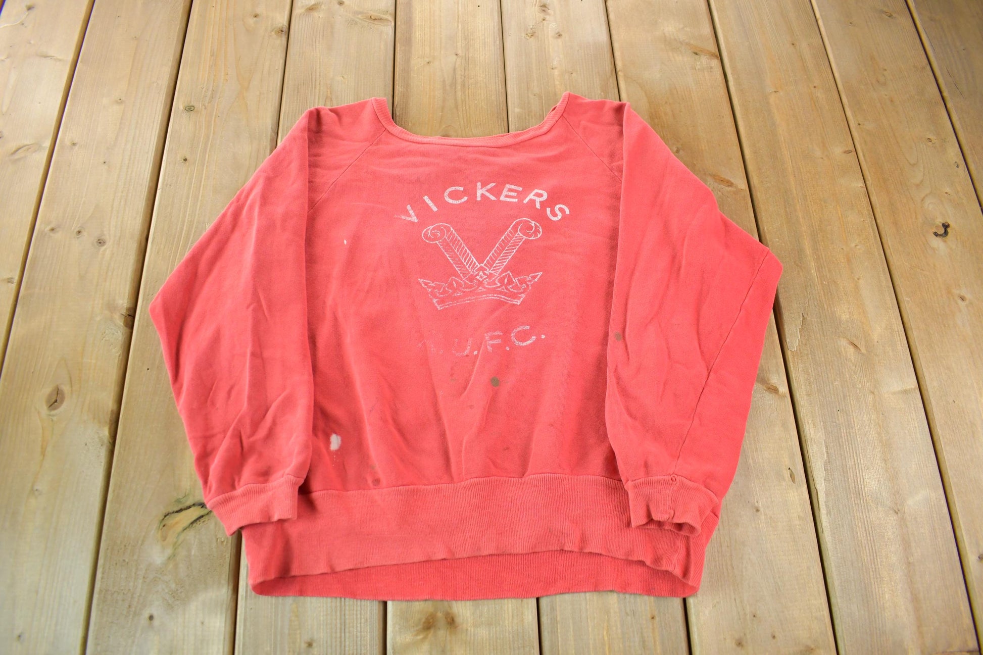 Vintage 1950s Vikers R.U.F.C. Sun Faded Distressed Crewneck Sweatshirt