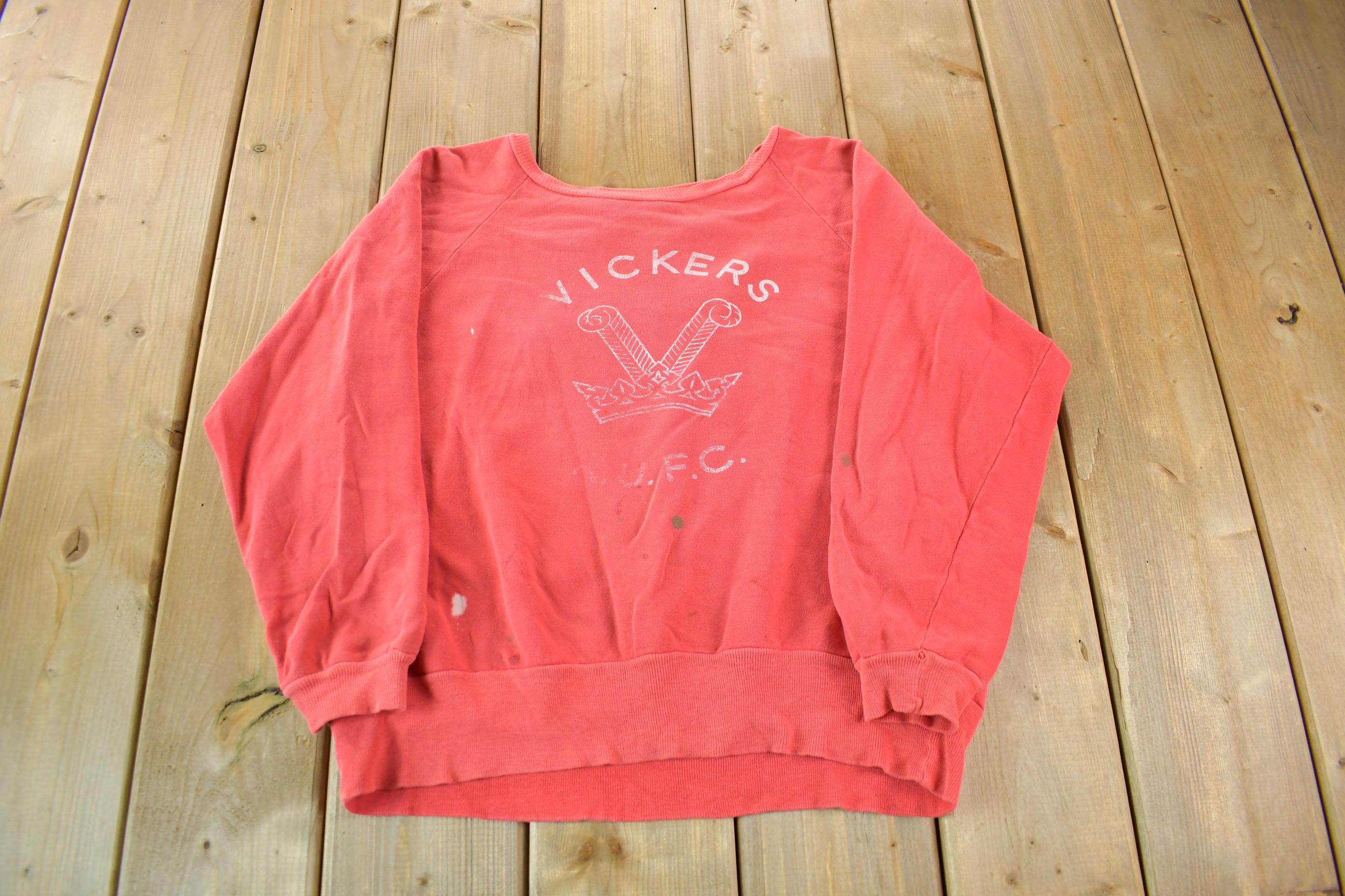 Vintage 1950s Vikers R.U.F.C. Sun Faded Distressed Crewneck Sweatshirt
