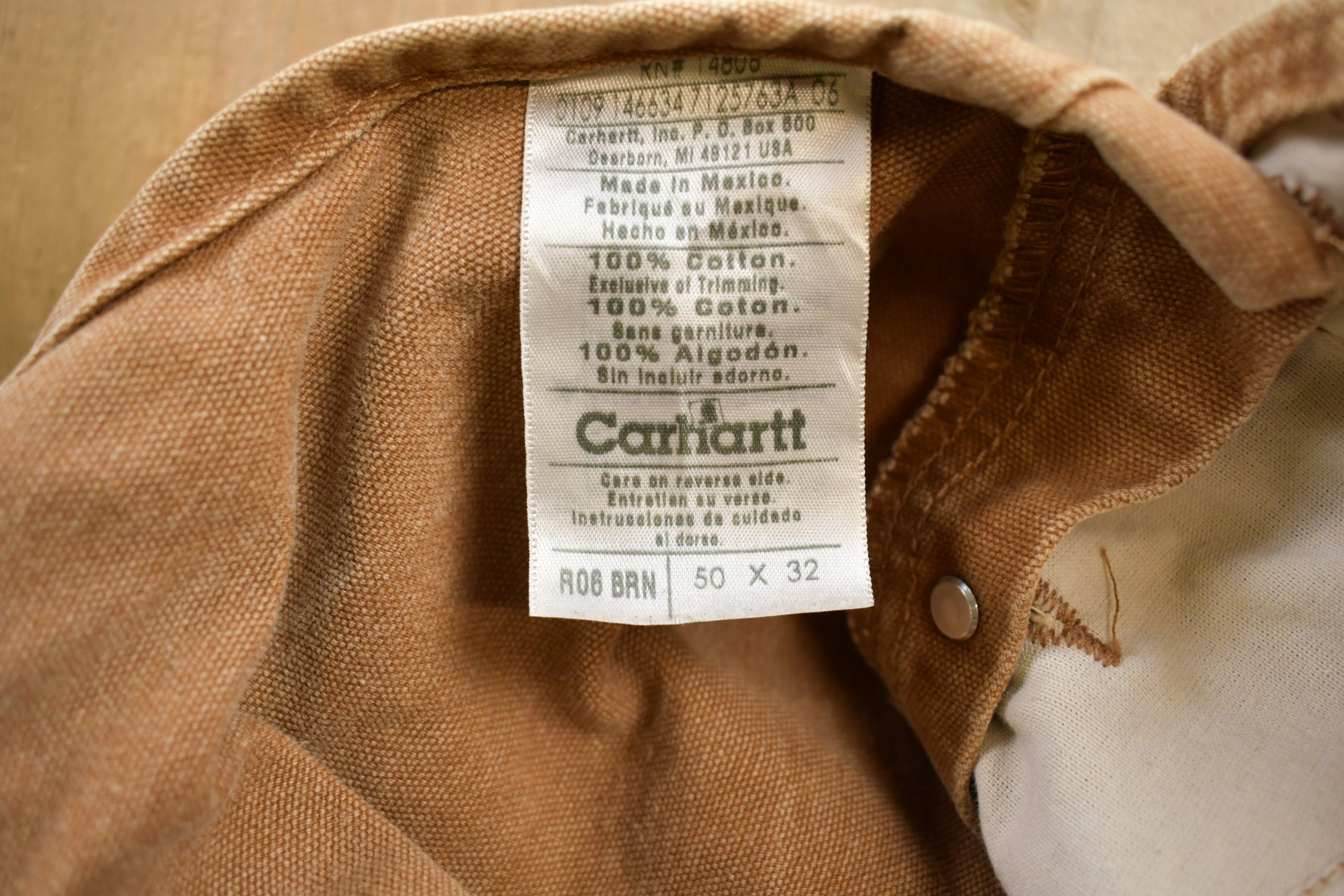 Vintage 1990s Carhartt Double Knee Canvas Overalls Size 50x32
