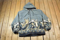 Vintage 1990s All Over Print Horses Medium Weight Fleece Hooded Zip Up Jacket