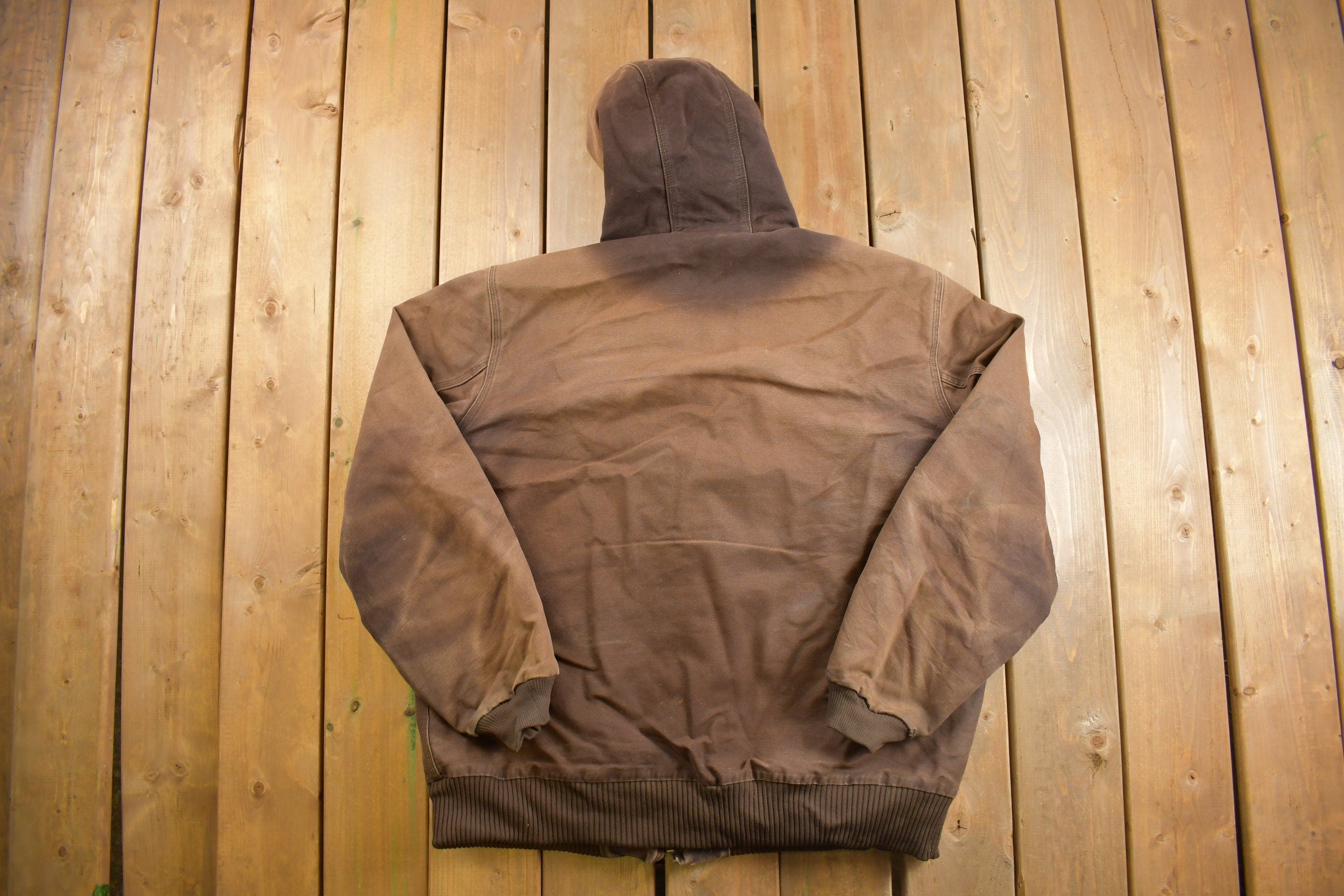Vintage 1990s Carhartt Sun Faded Hooded Work Jacket