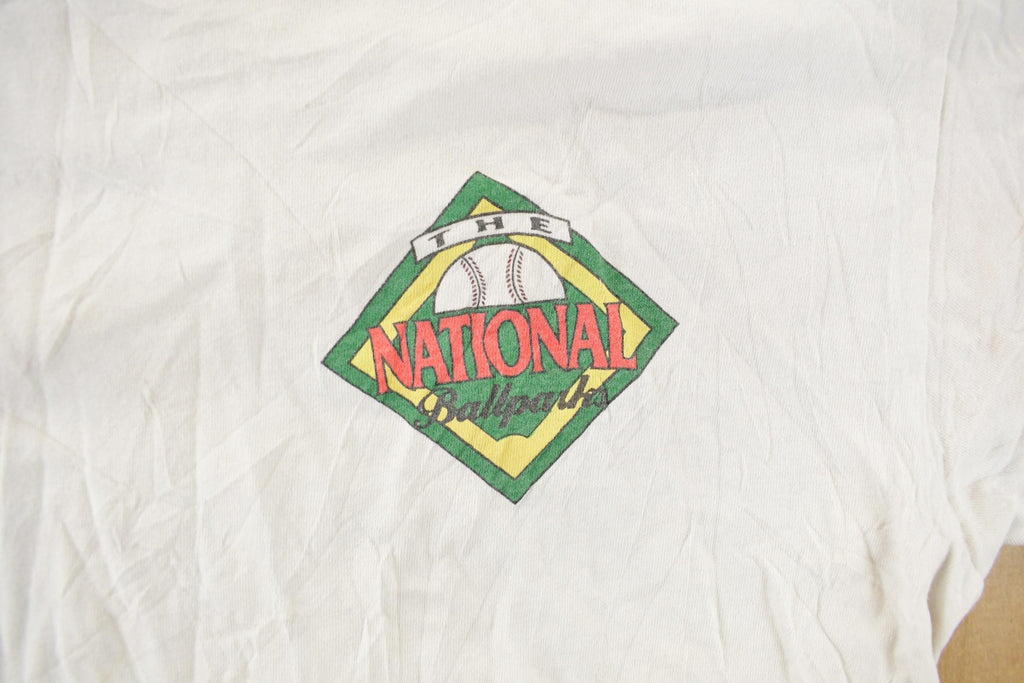 Vintage 1990s Fields Of Dreams American Baseball Ball Parks Graphic T Shirt Men's Large