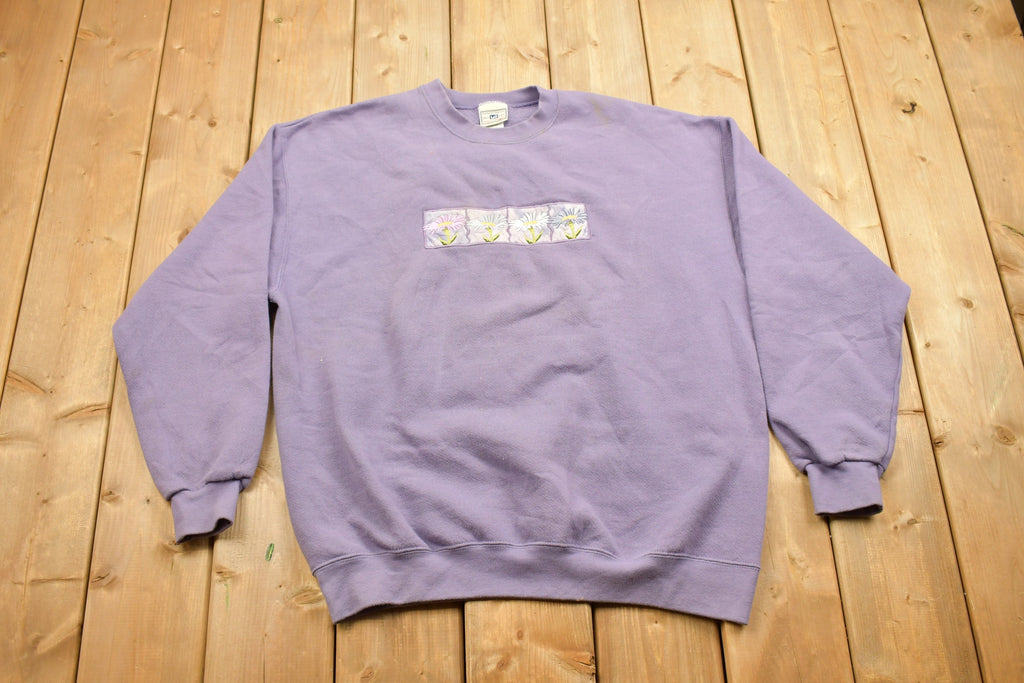 Vintage 1990s Floral Embroidered Crewneck Sweater