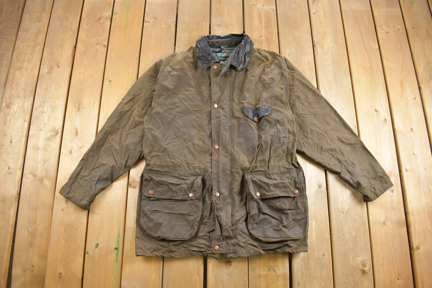 Vintage 1980s Jackeroos Waxed Canvas Jacket / Made in Juji / Fall Outerwear / Leather Coat / Country Gear / Outdoorsman