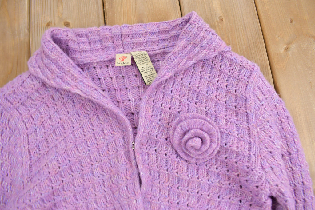 Vintage 1980s Like Love Purple Knit Cardigan Sweater