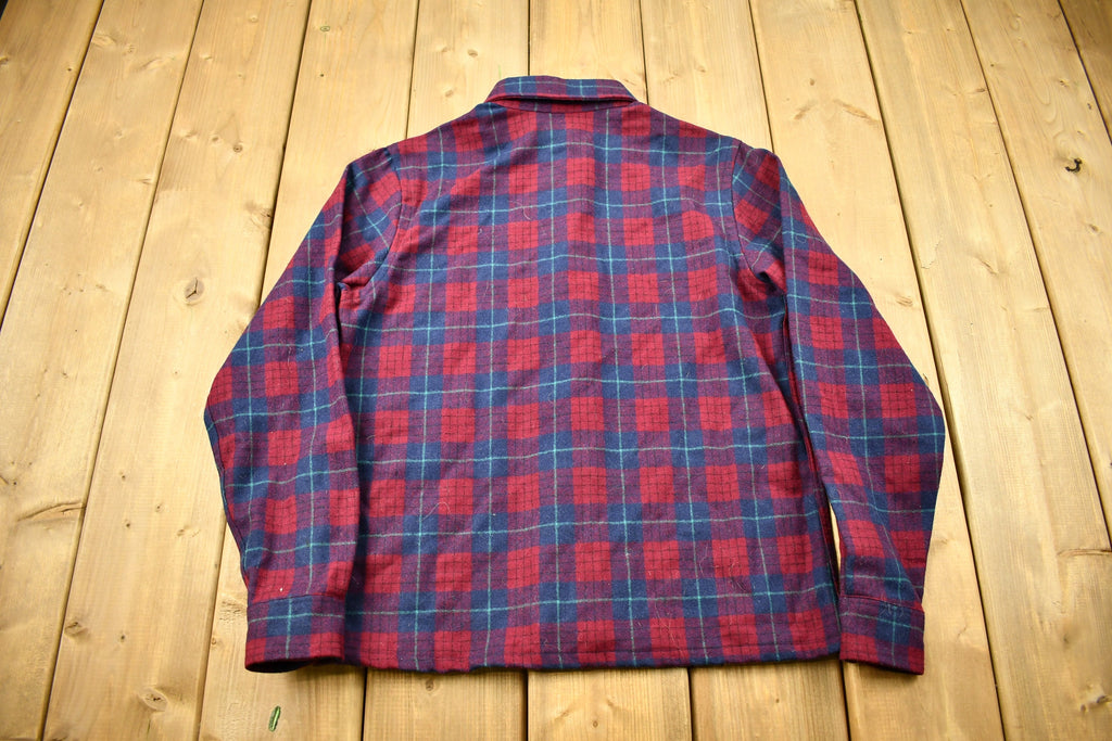 Vintage 1960s Pendleton Plaid Button Up Flannel Shirt