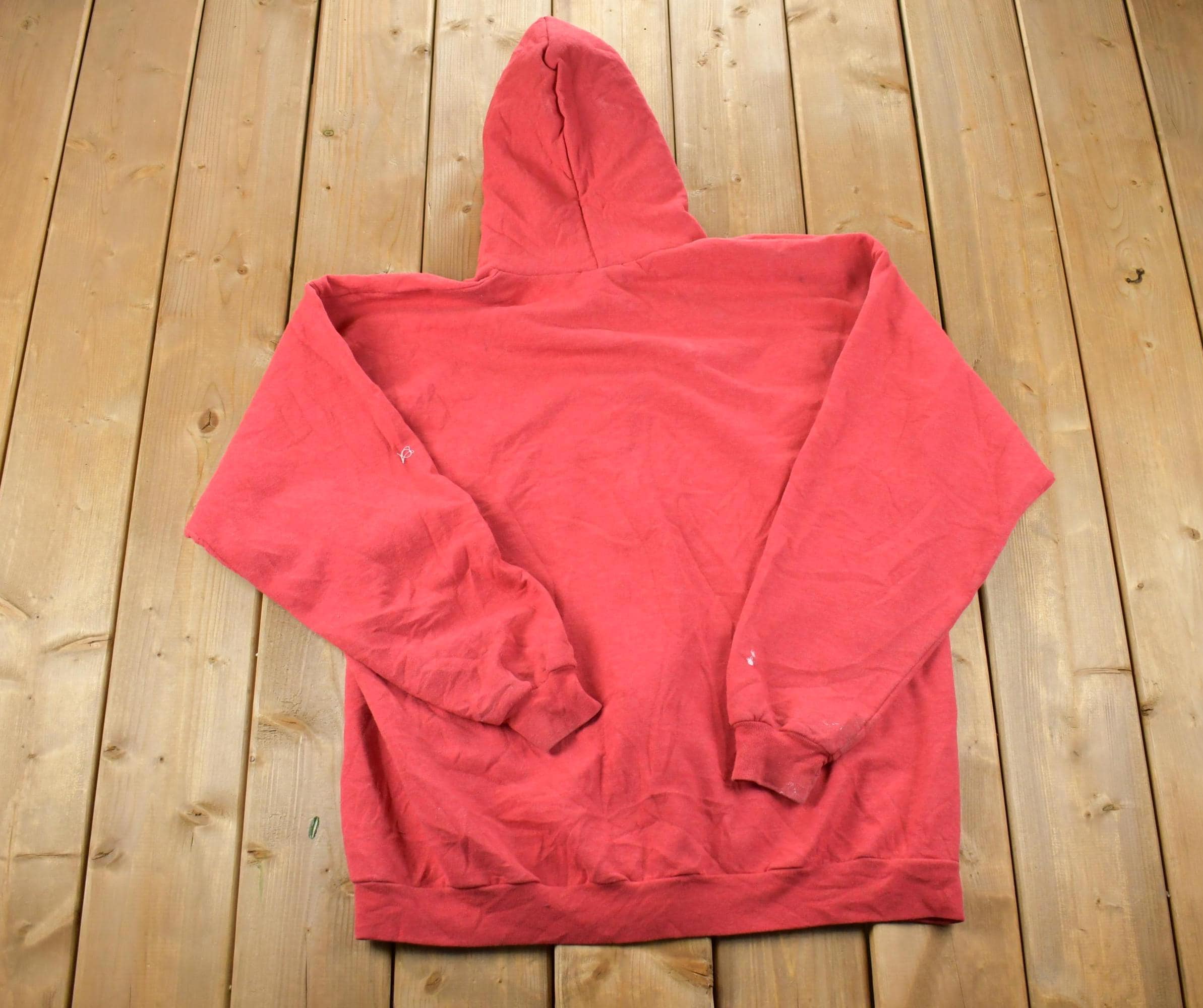 Vintage 1990s Blank Red Clique Full Zip Hooded Sweatshirt
