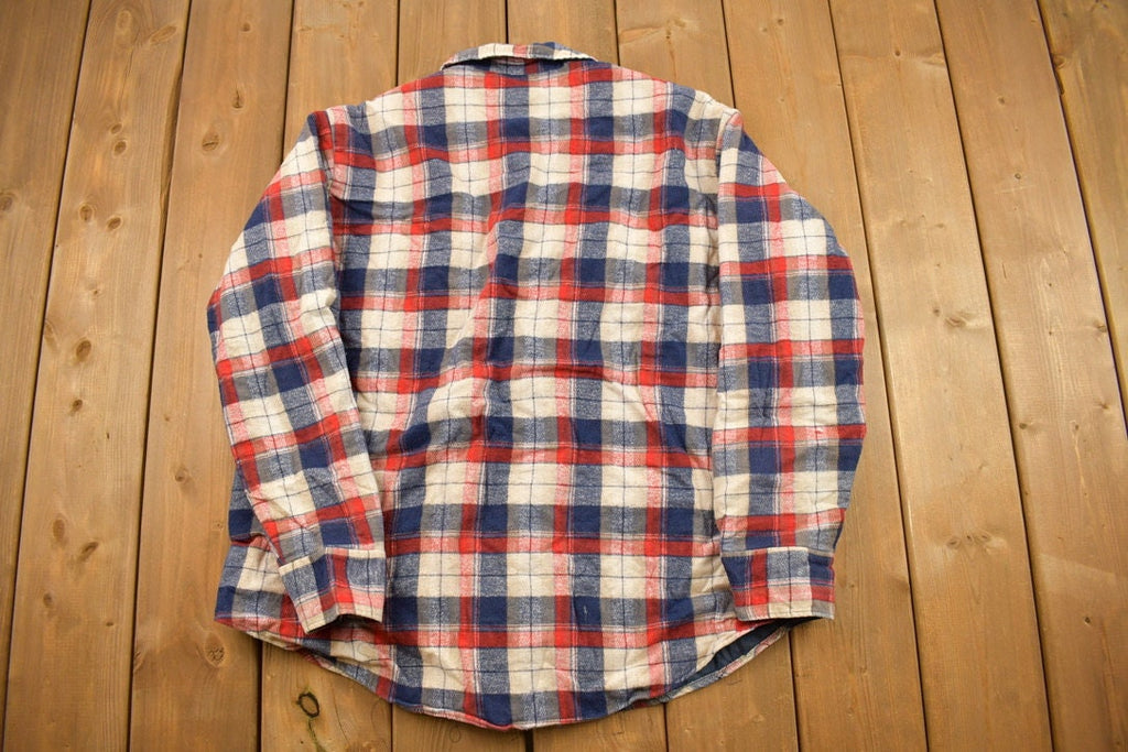 Vintage 1990s Plaid Quilted Flannel Button Up Shirt