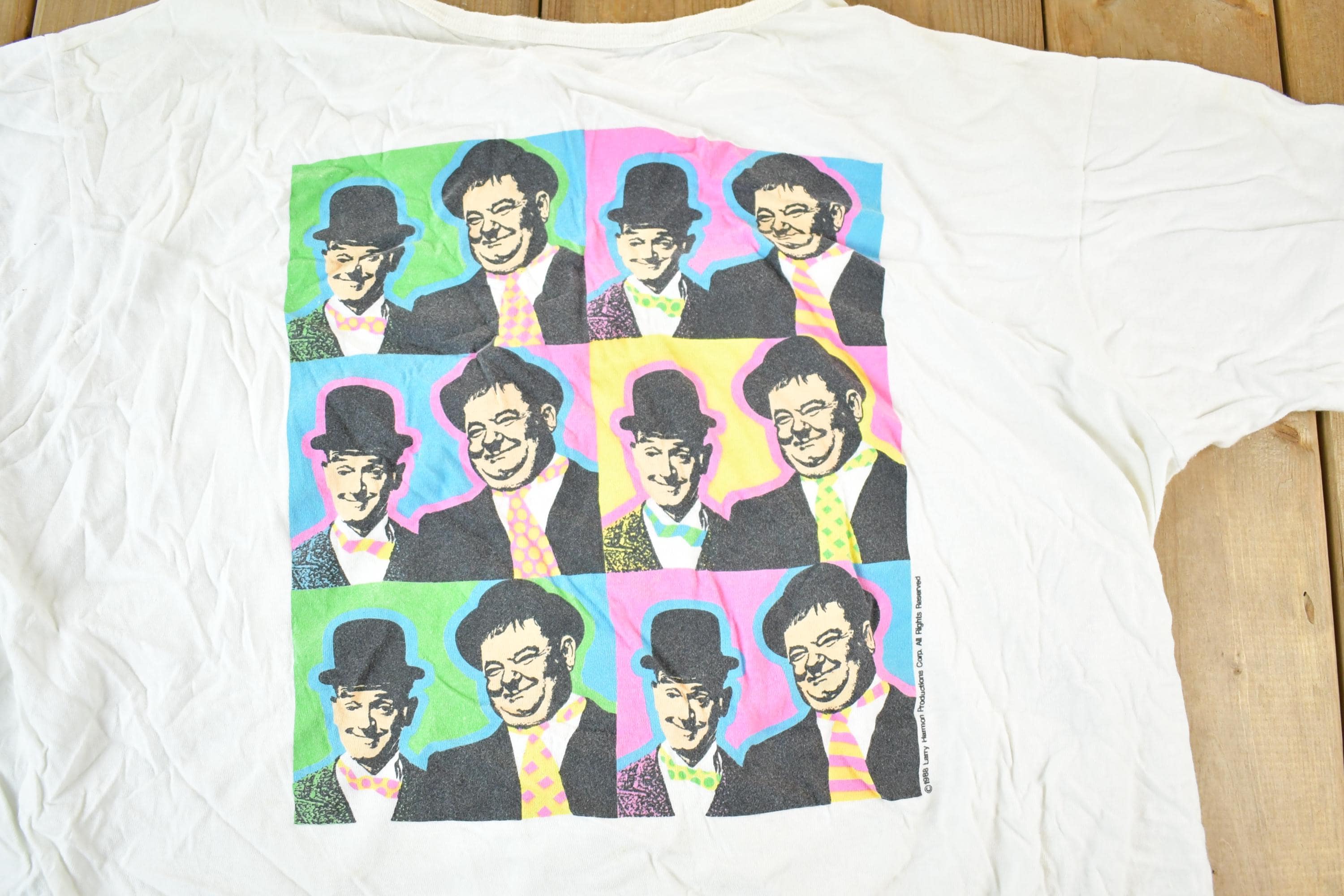 Vintage 1990s Laurel And Hardy Souvenir T-Shirt Men's L / Made In USA / Vintage Vacation Tee / Rare Destination Tee / Summer Shirt